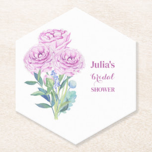 Ranunculus & Anemones Bridal Shower Personalized Paper Coaster