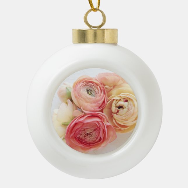 ranunculus couleurs chaudes ornement céramique (Devant)