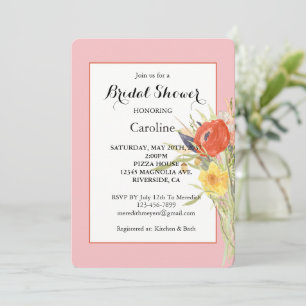 Ranunculus Daffodils Peonies Floral Bridal Shower Invitation