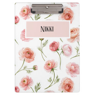 Ranunculus floral pattern design clipboard