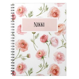 Ranunculus floral pattern design notebook