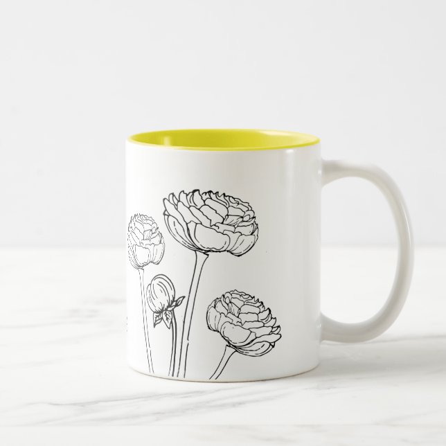 Ranunculus Flower Drawing  Gardener Mug (Right)