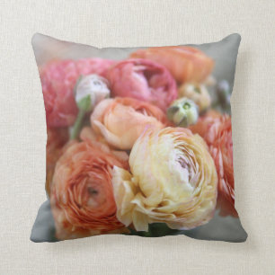 ranunculus flowers in warm shades throw pillow