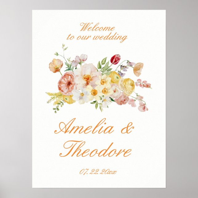 Ranunculus Garden Wedding Welcome Sign (Front)