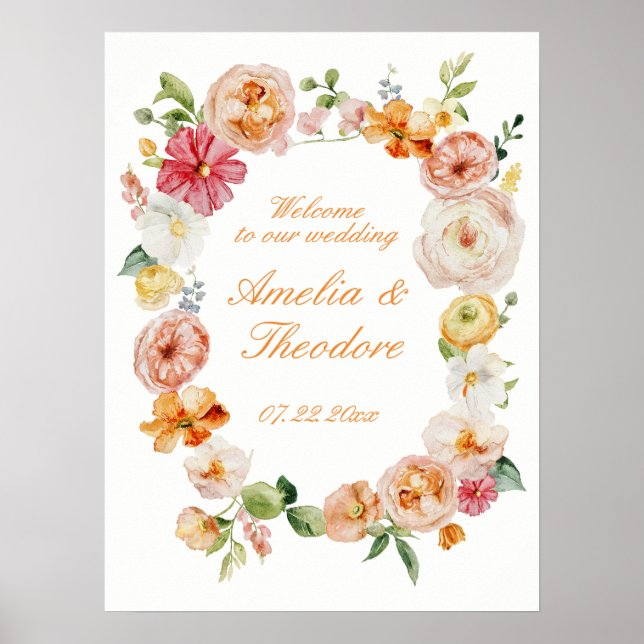 Ranunculus Garden Wedding Welcome Sign (Front)
