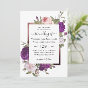 Ranunculus Gold Frame Florals Invitation
