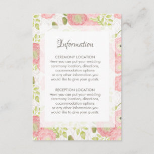 Ranunculus & Lace Floral Wedding Information Cards