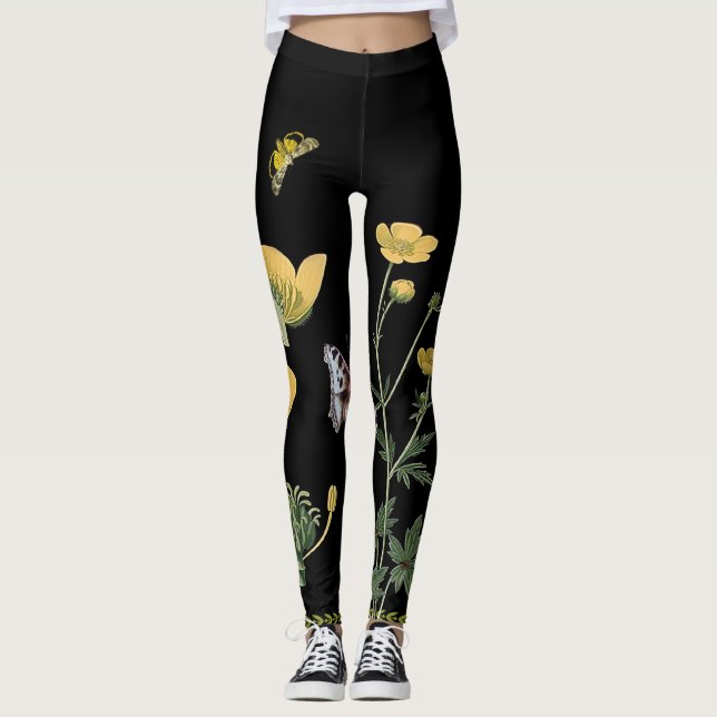 Ranunculus on Black Leggings (Front)