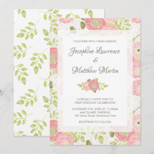 Ranunculus & Peach Floral Wedding Invitations