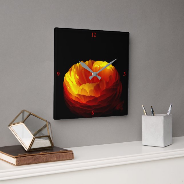 Ranunculus. Square Wall Clock (Office)