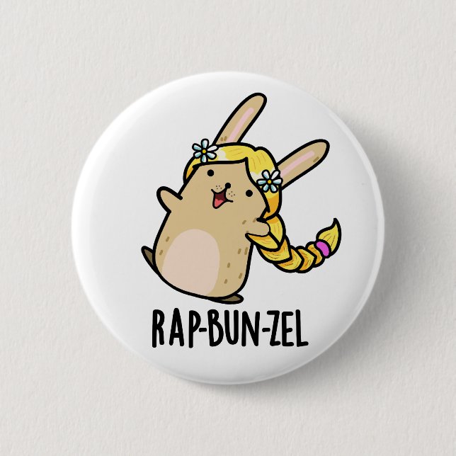 Rap-bun-zel Funny Bunny Pun   2 Inch Round Button (Front)