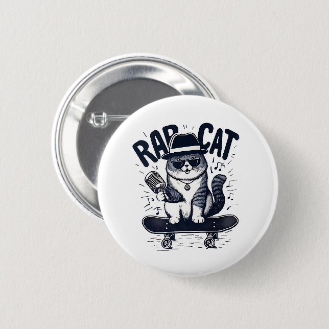 Rap Cat Harmony 2 Inch Round Button (Front & Back)