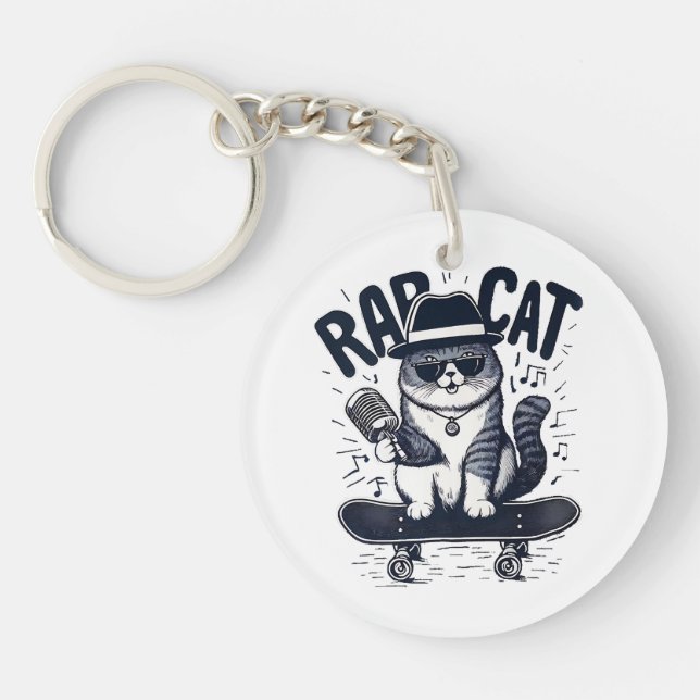 Rap Cat Harmony Keychain (Front)
