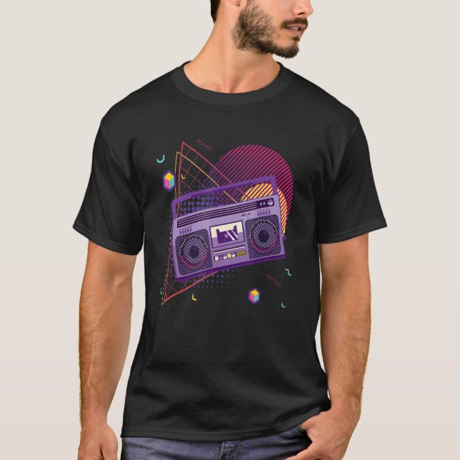 Rap Old School 80s 90s Boombox T-Shirt (Front)