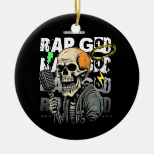 Rap Skull Ceramic Ornament