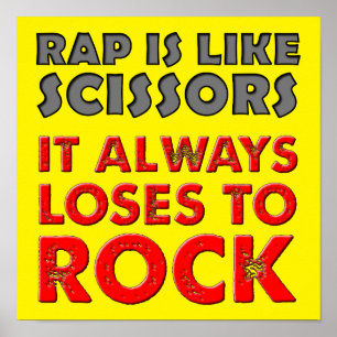 Rap Versus Rock Paper Scissors Funny Poster Sign