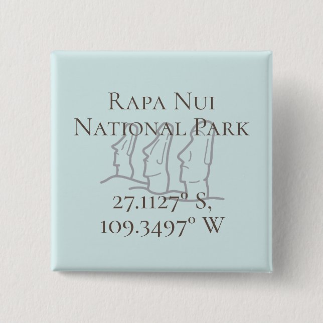 Rapa Nui Latitude & Longitude  2 Inch Square Button (Front)