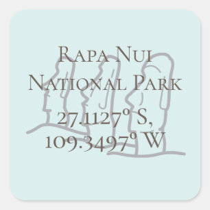 Rapa Nui Latitude & Longitude  Square Sticker