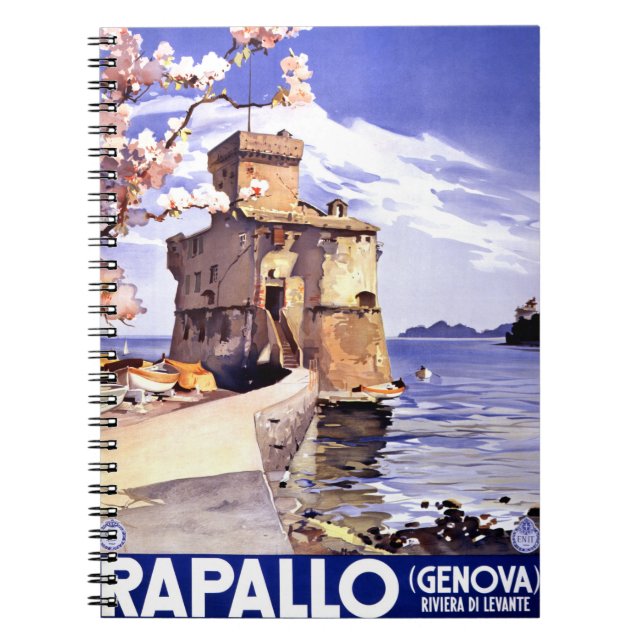 Rapallo Genova Italy Vintage Travel Poster Notebook (Front)