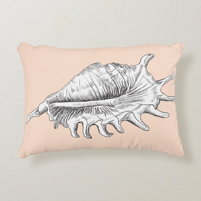 Rapana Seashell Accent Pillow (Front)