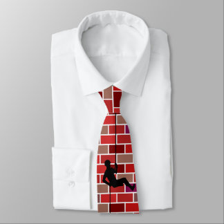 Rapeller Climbing Down Escaping Brick Building Tie