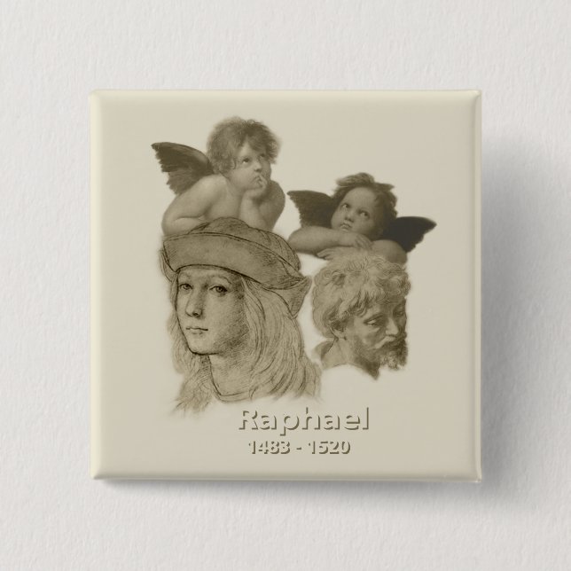Raphael 2 Inch Square Button (Front)