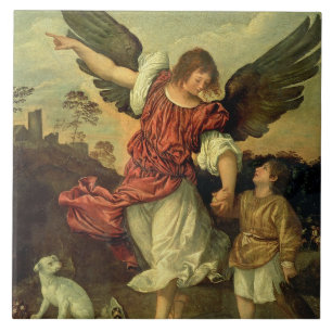 Raphael and Tobias, 1507-8 (oil on panel) Tile