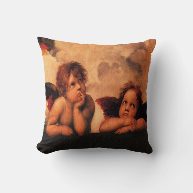 Raphael Angelic Cherub Art Throw Pillow (Front)
