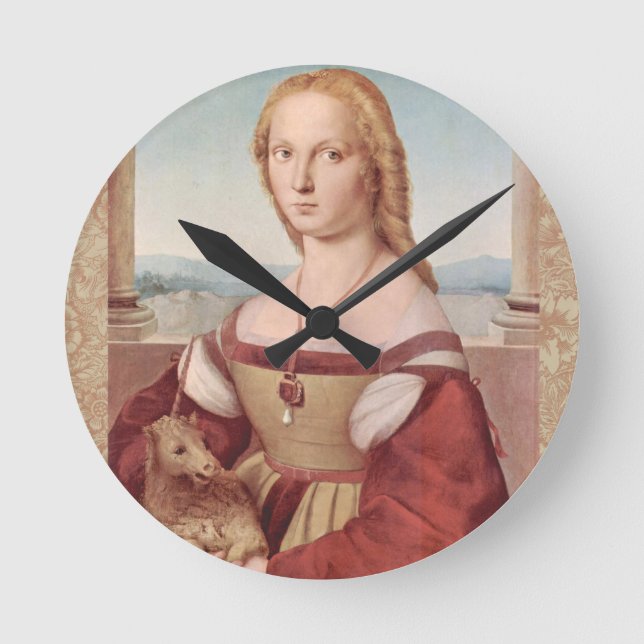 Raphael Lady and Unicorn Classic Round Clock (Front)