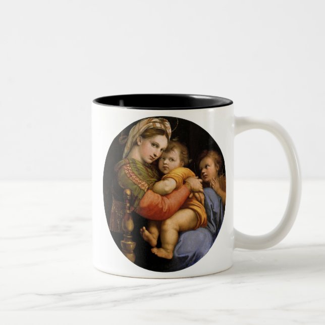 Raphael , Madonna della seggiola Two-Tone Coffee Mug (Right)