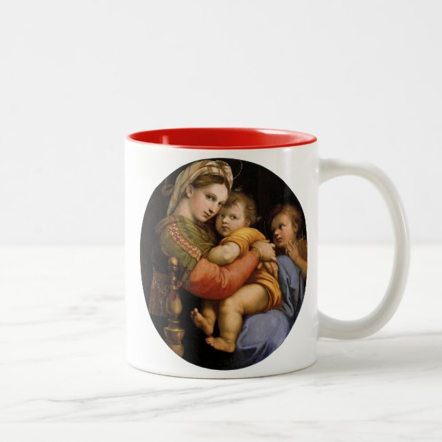 Raphael , Madonna della seggiola Two-Tone Coffee Mug (Right)