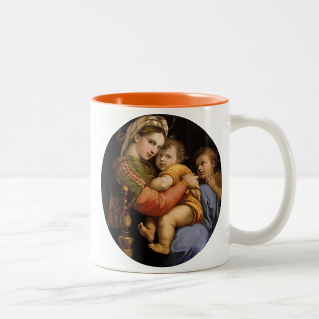 Raphael , Madonna della seggiola Two-Tone Coffee Mug (Right)