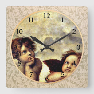 Raphael: Putti, Detail from the Sistine Madonna Square Wall Clock