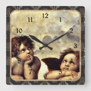 Raphael: Putti, Detail from the Sistine Madonna Square Wall Clock