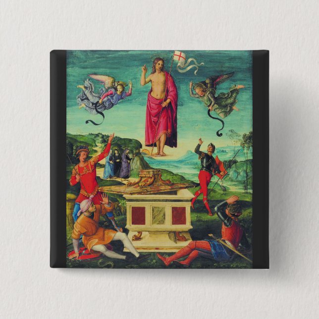 Raphael Resurrection Of Jesus Christ Art 2 Inch Square Button (Front)