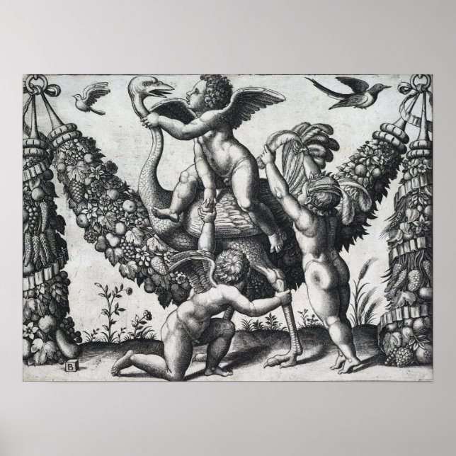 Raphael - Three Putti Before A Large Garland Poster (Front)