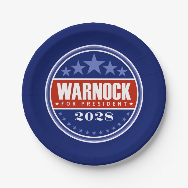 Raphael Warnock for President 2028 Paper Plate (Front)