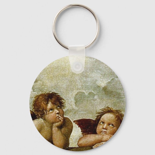 Raphael's "Sistine Madonna" (circa 1513) (Detail) Keychain (Front)