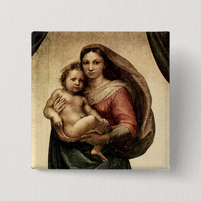 Raphael's "Sistine Madonna" Detail (circa 1513) 2 Inch Square Button (Front)