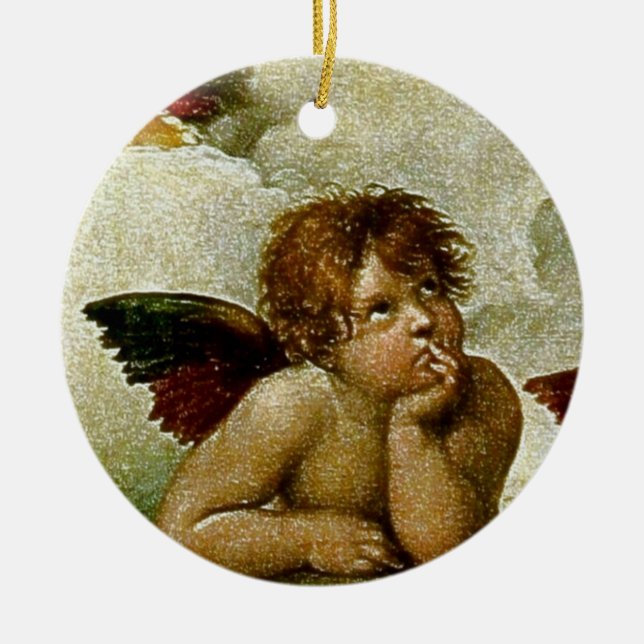 Raphael's "Sistine Madonna" Detail (circa 1513) Ceramic Ornament (Front)