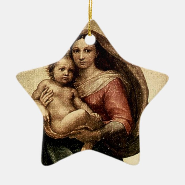 Raphael's "Sistine Madonna" Detail (circa 1513) Ceramic Ornament (Front)