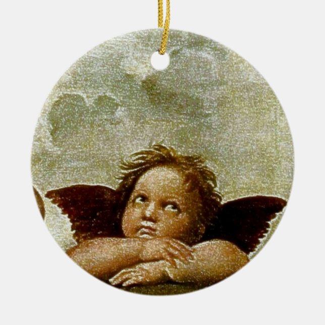 Raphael's "Sistine Madonna" Detail (circa 1513) Ceramic Ornament (Front)
