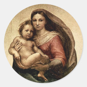 Raphael's "Sistine Madonna" Detail (circa 1513) Classic Round Sticker