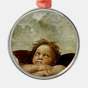 Raphael's "Sistine Madonna" Detail (circa 1513) Metal Ornament