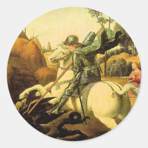 Raphael's "St. George and the Dragon" (circa 1505) Classic Round Sticker
