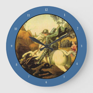 Raphael's "St. George and the Dragon" (circa 1505) Large Clock