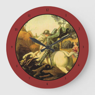 Raphael's "St. George and the Dragon" (circa 1505) Large Clock