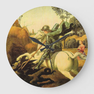 Raphael's "St. George and the Dragon" (circa 1505) Large Clock