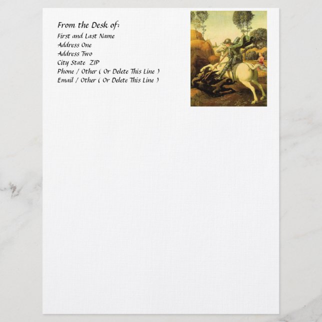 Raphael's "St. George and the Dragon" (circa 1505) Letterhead (Front)