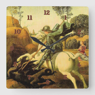 Raphael's "St. George and the Dragon" (circa 1505) Square Wall Clock